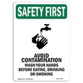 Signmission OSHA SAFETY FIRST Sign, Avoid Contamination W/ Symbol, 14in X 10in Aluminum, 10" W, 14" L, Portrait OS-SF-A-1014-V-11036